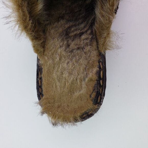 Boc Born Concept Womens Sz 8 Brown Suede Leather Slip On Faux Fur Mule Clog Shoe - Picture 10 of 11